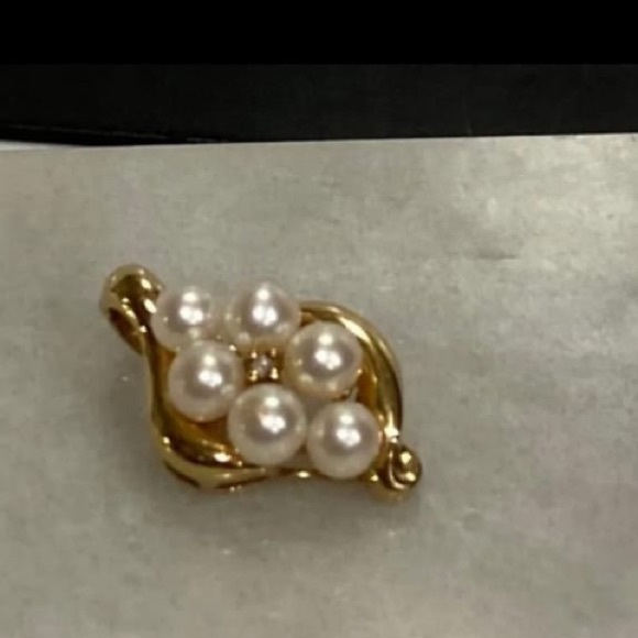 Pearls Diamond and 10 karat real gold pendant - Picture 7 of 12